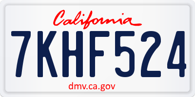 CA license plate 7KHF524