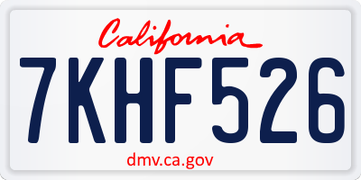 CA license plate 7KHF526