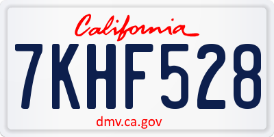 CA license plate 7KHF528