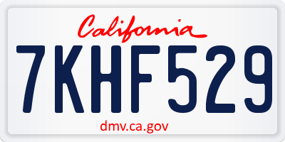 CA license plate 7KHF529