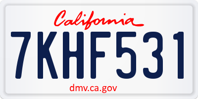 CA license plate 7KHF531