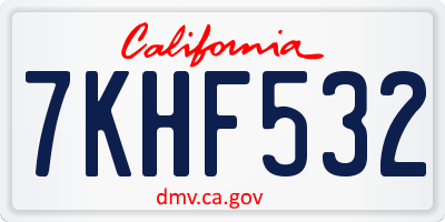 CA license plate 7KHF532