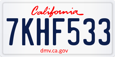 CA license plate 7KHF533