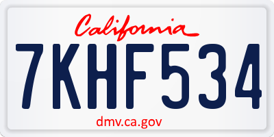 CA license plate 7KHF534