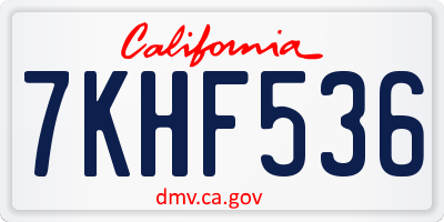 CA license plate 7KHF536