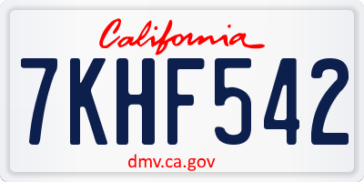 CA license plate 7KHF542