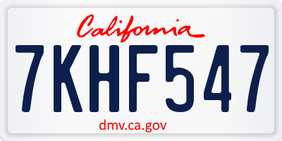 CA license plate 7KHF547