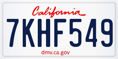 CA license plate 7KHF549