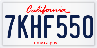 CA license plate 7KHF550