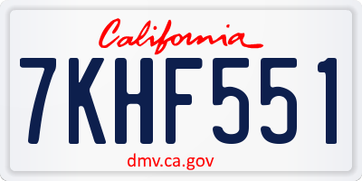 CA license plate 7KHF551