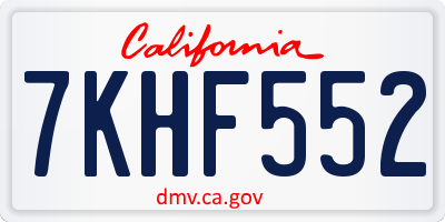 CA license plate 7KHF552