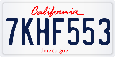 CA license plate 7KHF553