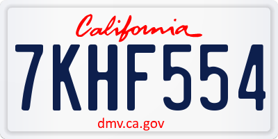 CA license plate 7KHF554
