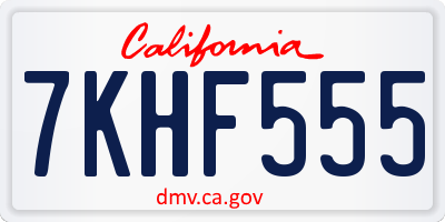 CA license plate 7KHF555
