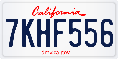CA license plate 7KHF556