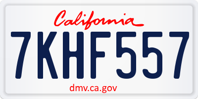 CA license plate 7KHF557