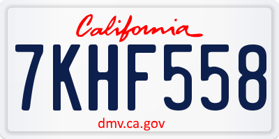 CA license plate 7KHF558