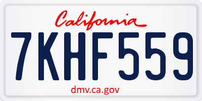 CA license plate 7KHF559