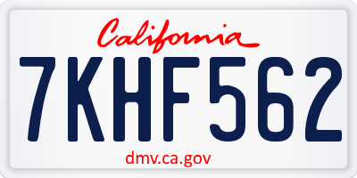 CA license plate 7KHF562