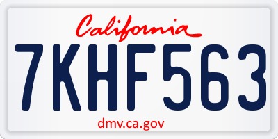 CA license plate 7KHF563