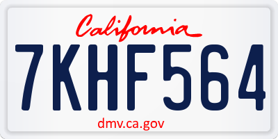 CA license plate 7KHF564