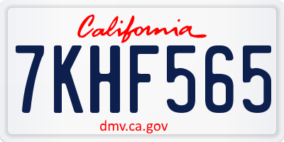 CA license plate 7KHF565