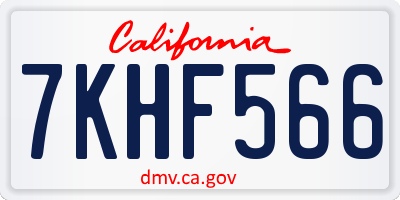 CA license plate 7KHF566