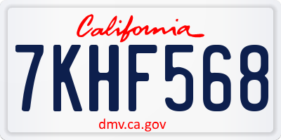 CA license plate 7KHF568