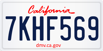 CA license plate 7KHF569