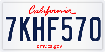 CA license plate 7KHF570