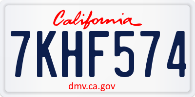 CA license plate 7KHF574