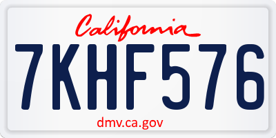 CA license plate 7KHF576