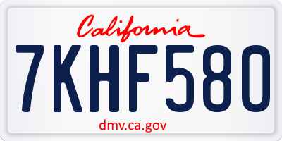 CA license plate 7KHF580
