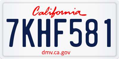 CA license plate 7KHF581