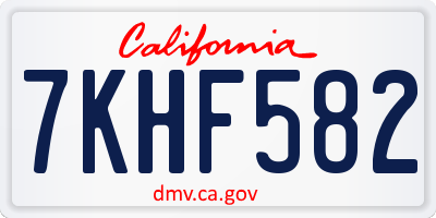CA license plate 7KHF582