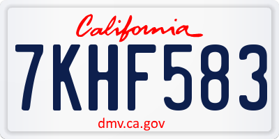 CA license plate 7KHF583