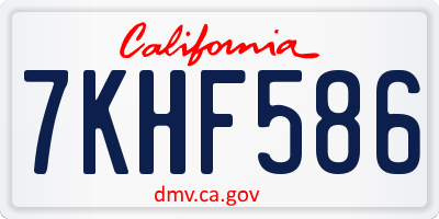 CA license plate 7KHF586