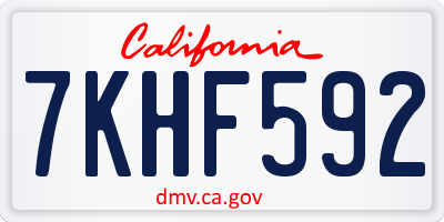 CA license plate 7KHF592