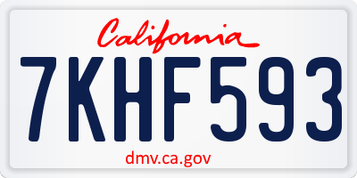 CA license plate 7KHF593