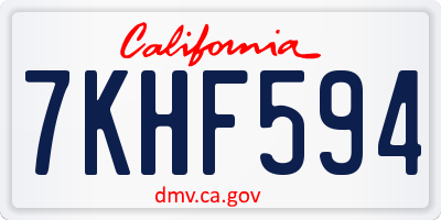 CA license plate 7KHF594