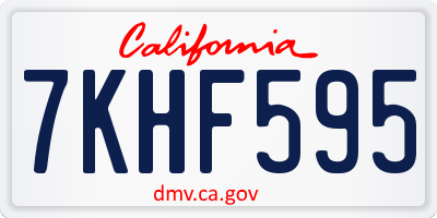CA license plate 7KHF595