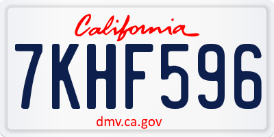 CA license plate 7KHF596