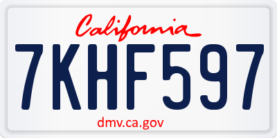 CA license plate 7KHF597