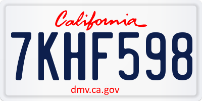 CA license plate 7KHF598
