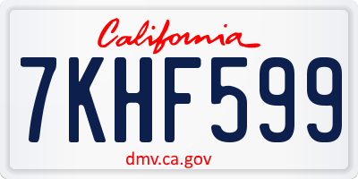 CA license plate 7KHF599