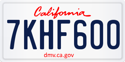 CA license plate 7KHF600