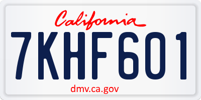 CA license plate 7KHF601
