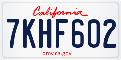 CA license plate 7KHF602