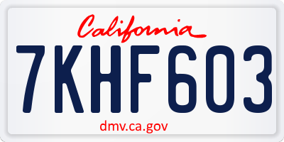 CA license plate 7KHF603