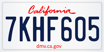 CA license plate 7KHF605